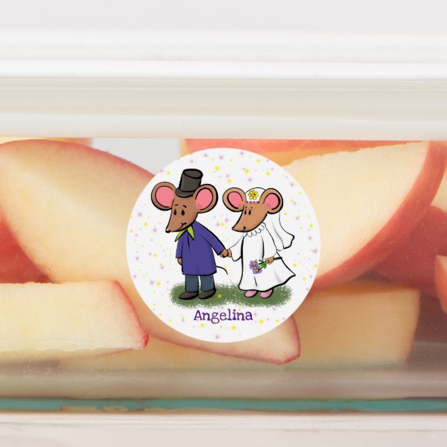 Cute mouse couple cartoon illustration (Affixed)