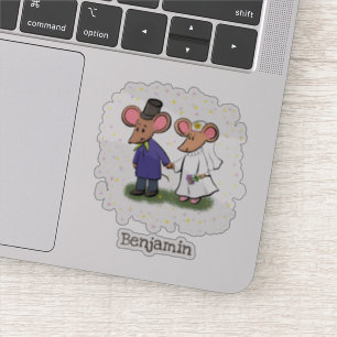 Cute mouse couple cartoon illustration