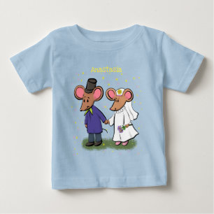 Cute mouse couple cartoon illustration baby T-Shirt