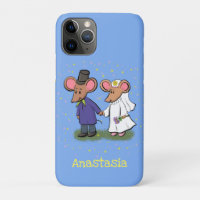 Cute mouse couple cartoon illustration