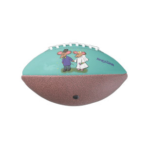 Cute mouse couple cartoon illustration football