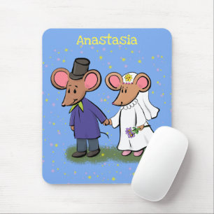 Cute mouse couple cartoon illustration pad