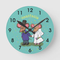 Cute mouse couple cartoon illustration