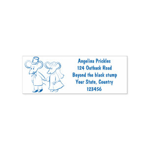 Cute mouse couple cartoon illustration self-inking stamp