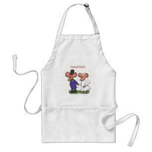 Cute mouse couple cartoon illustration standard apron