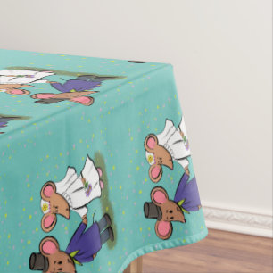 Cute mouse couple cartoon illustration tablecloth