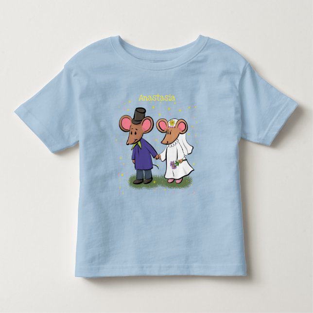Cute mouse couple cartoon illustration toddler T-Shirt (Front)