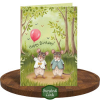 Cute Mouse Couple Forest Painting Birthday