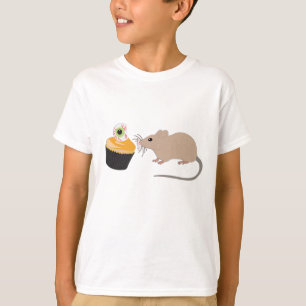 Cute Mouse Eating Halloween Eyeball Cupcake T-Shirt