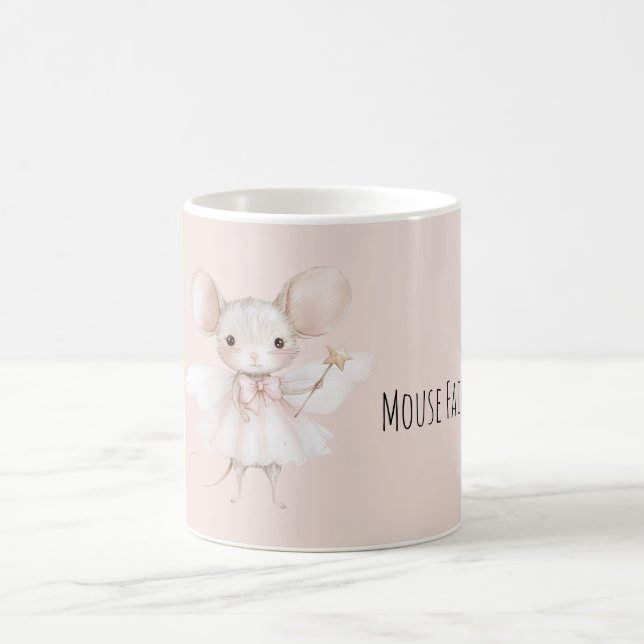 Cute Mouse Fairy Pink Wings Coffee Mug (Center)