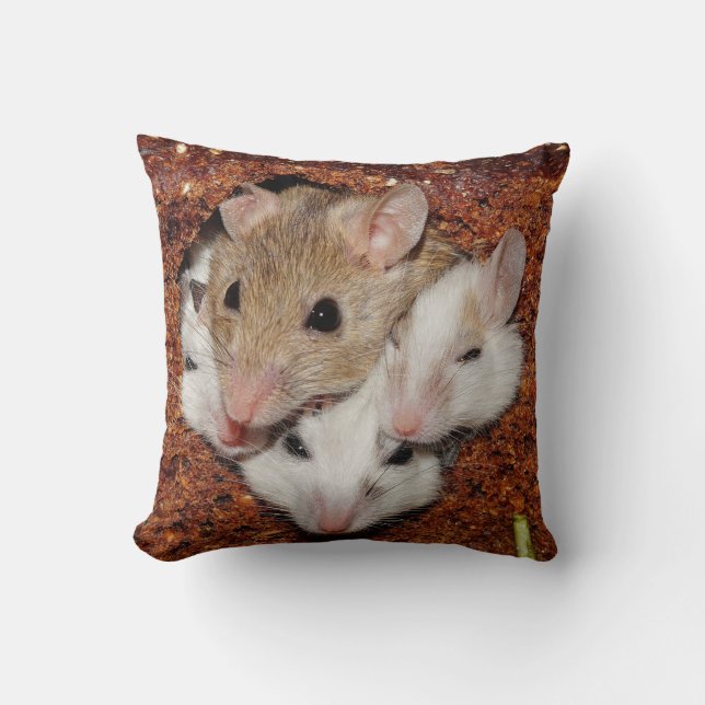 Cute Mouse Family in a Loaf of Bread Cushion (Front)