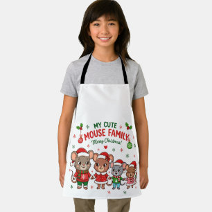 Cute Mouse Family Merry Christmas Apron