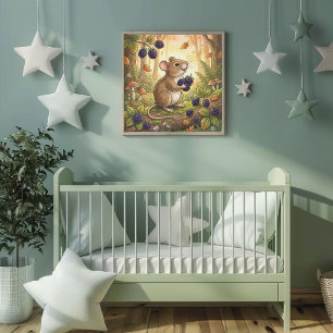 Cute Mouse Forest Animals Nursery Poster