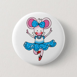 Cute mouse girl ballerina 6 cm round badge