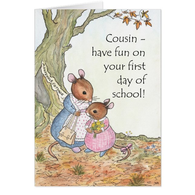 Cute Mouse Have fun First Day of School Cousin (Front)