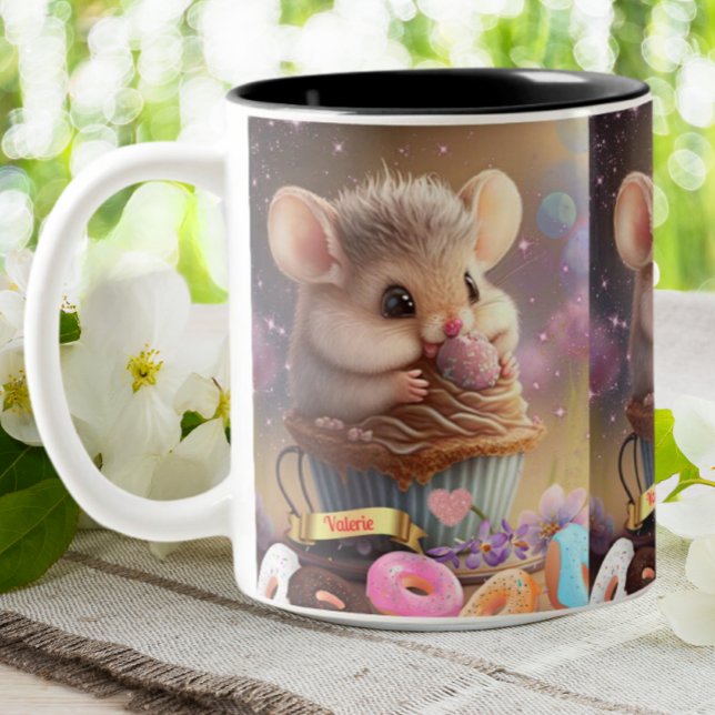 Cute Mouse in a cup sweet treats Personalised Mug (Creator Uploaded)