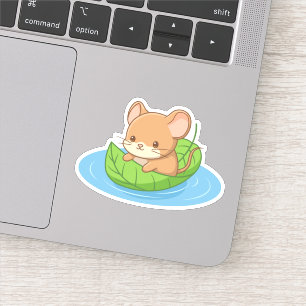 Cute Mouse in a Leaf Boat