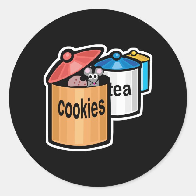 cute mouse in cookie jar classic round sticker (Front)