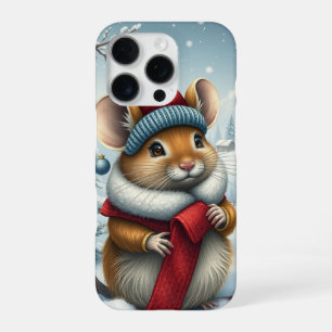 Cute Mouse in Preppy Winter Attire and Hat iPhone 16 Pro Case