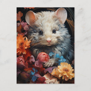 Cute Mouse in the Flowers Postcard
