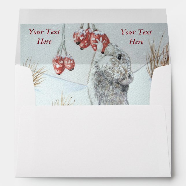 Cute mouse in the snow scene wildlife envelopes (Back (Bottom))
