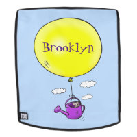 Cute mouse in watering can with balloon cartoon