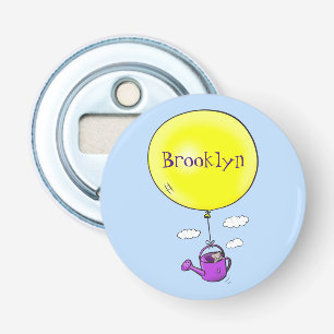 Cute mouse in watering can with balloon cartoon bottle opener