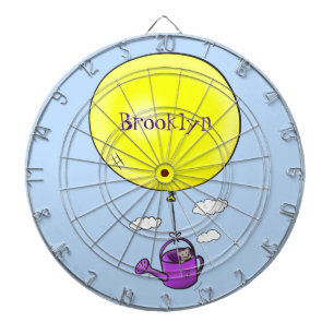 Cute mouse in watering can with balloon cartoon dartboard