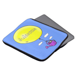 Cute mouse in watering can with balloon cartoon laptop sleeve