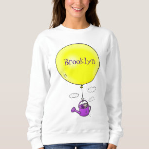 Cute mouse in watering can with balloon cartoon sweatshirt