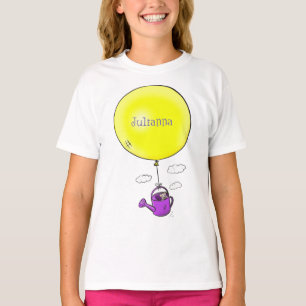 Cute mouse in watering can with balloon cartoon T-Shirt