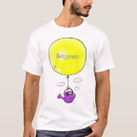 Cute mouse in watering can with balloon cartoon