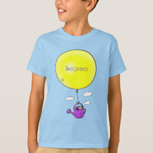 Cute mouse in watering can with balloon cartoon T-Shirt