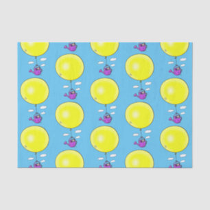 Cute mouse in watering can with balloon cartoon tissue paper