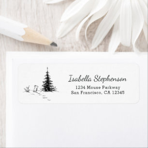Cute Mouse Line Art Whimsical Return Address