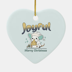 Cute Mouse Merry Christmas Ceramic Tree Decoration