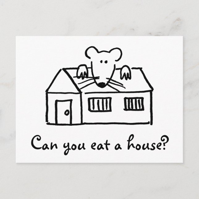 Cute Mouse On House Art for Kids Postcard (Front)