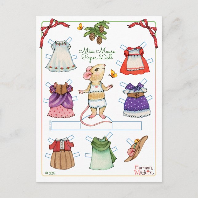 Cute Mouse Paper Doll Postcard (Front)