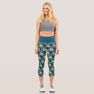 Cute mouse pattern ocean blue capri leggings