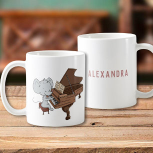Cute Mouse Pianist Personalised Coffee Mug