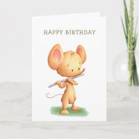 Cute Mouse Playing Flute Musician Birthday