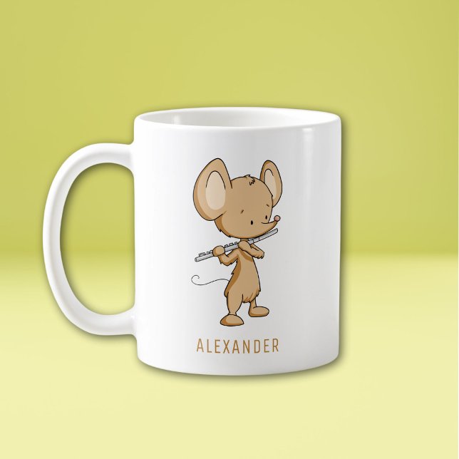Cute Mouse Playing Flute Personalised Coffee Mug (Creator Uploaded)