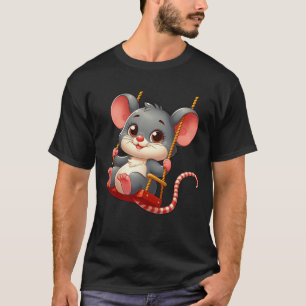 Cute mouse rat swinging cartoon playground T-Shirt
