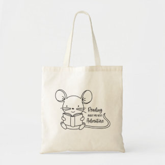 Cute Mouse Reading a Book Tote Bag