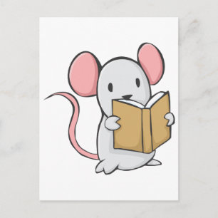 Cute Mouse Reading Book Postcard