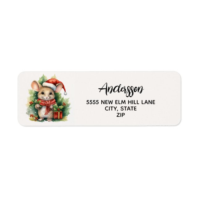 Cute Mouse Red Santa Hat Christmas Holiday  (Front)