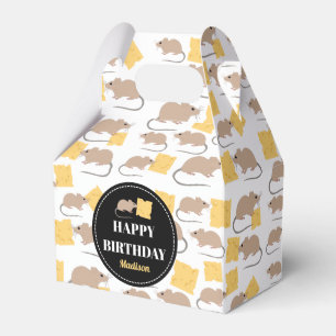 Cute Mouse Rodent Eating Cheese Birthday  Favour Box