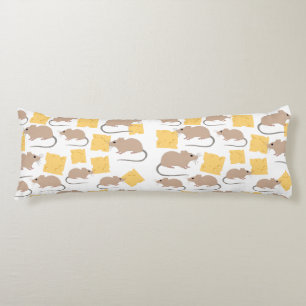 Cute Mouse Rodent Eating Cheese Pattern  Body Cushion