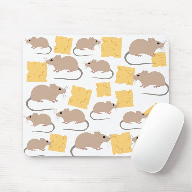 Cute Mouse Rodent Eating Cheese Pattern Pad (With Mouse)