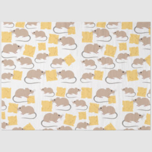 Cute Mouse Rodent Eating Cheese Pattern Tissue Paper